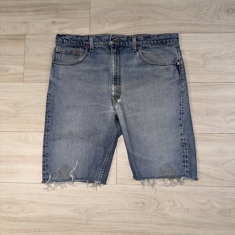 Levi's 505 Denim‎ Shorts Jean Jorts Men's 36x9 Vintage 90s Thrashed Skater Chino
